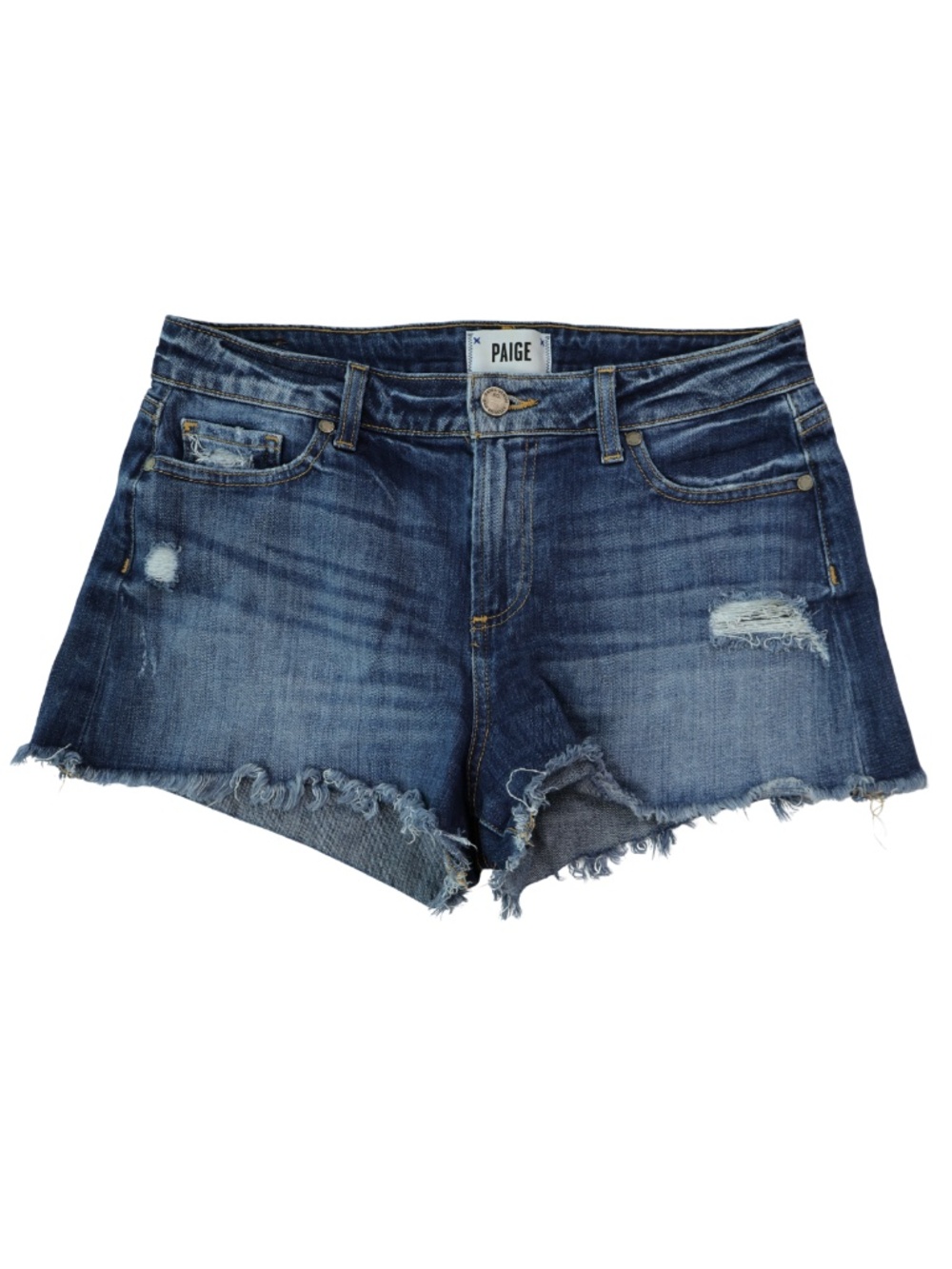 PAIGE Denim Cutoff Shorts Women's 28 Distressed Raw Frayed Hem Blue